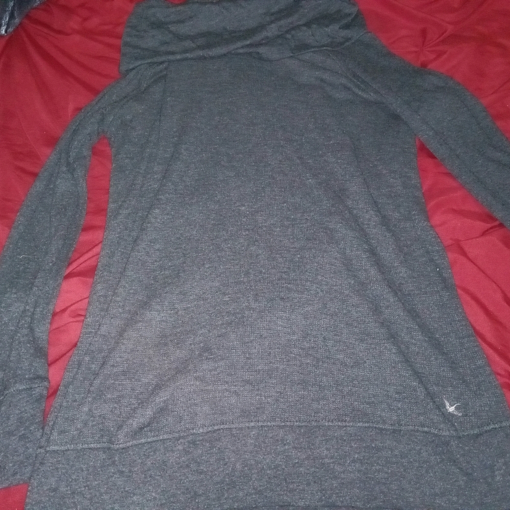 Eddie Bauer Tunic Sweater Women's Size M Gray Cowl Neck Waffle Knit Long Sleeve - Picture 2 of 12